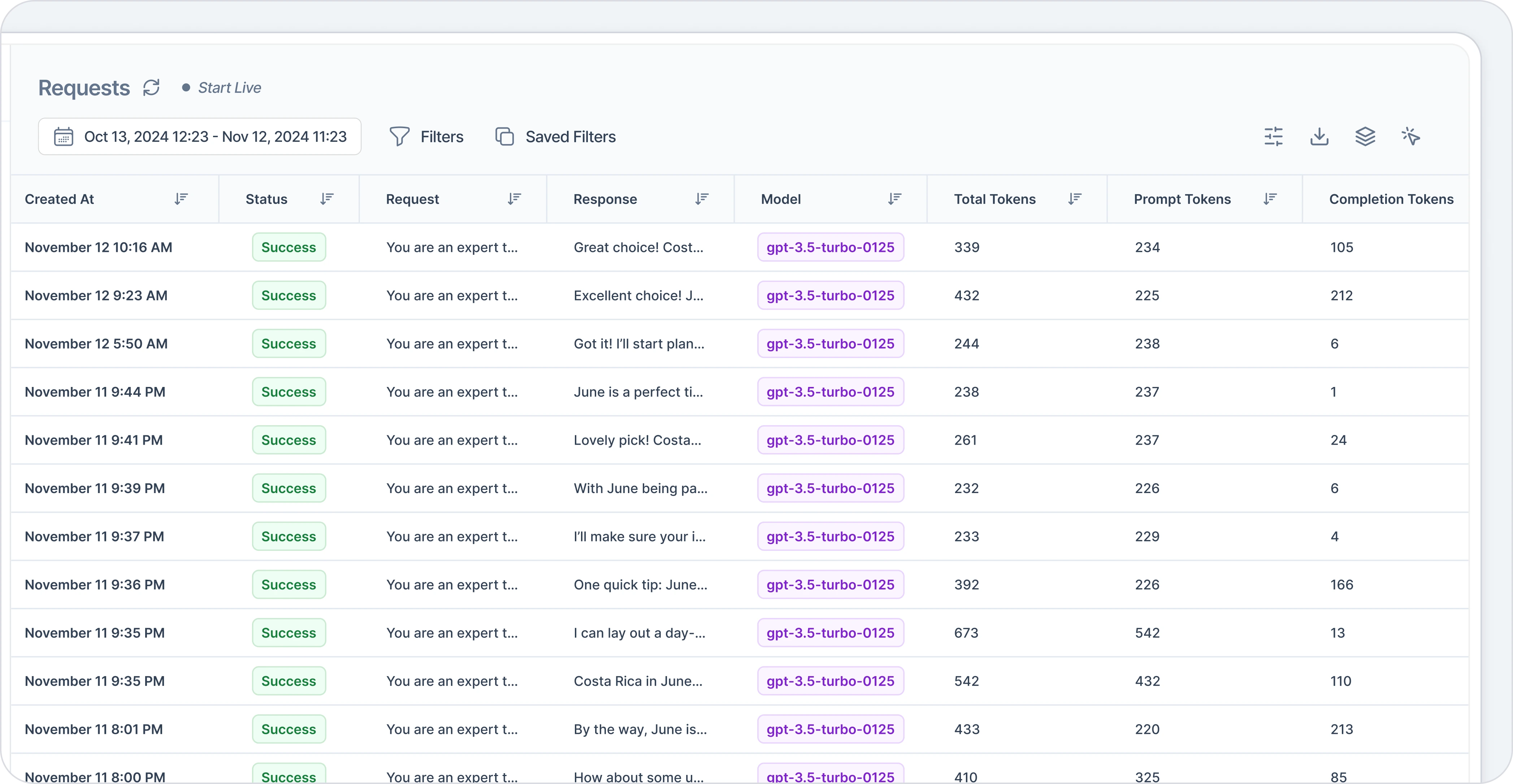 Track request and response logs for Gemini-2.0 powered AI app with Helicone